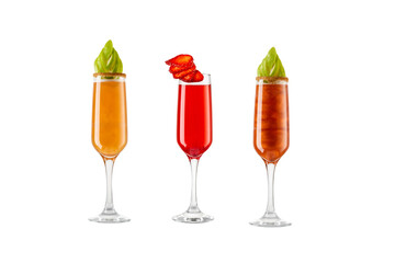 A set of classic cocktails isolated on white