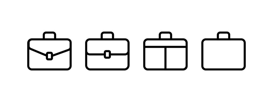 Briefcase icon collection. Black briefcase set - stock vector.