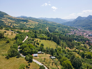 Aerial view of Balkan Mountain near town of Teteven, Bulgaria