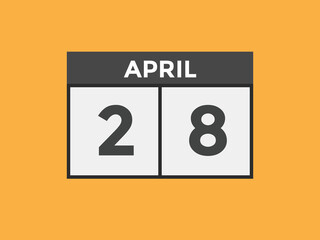 April 28 Calendar icon Design. Calendar Date 28th April. Calendar template 
