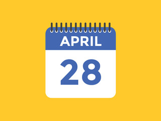 April 28 Calendar icon Design. Calendar Date 28th April. Calendar template 

