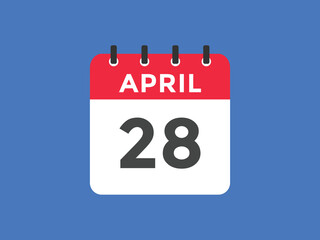 April 28 calendar reminder. 28th April daily calendar icon template. Vector illustration 
