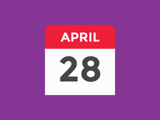 April 28 calendar reminder. 28th April daily calendar icon template. Vector illustration 

