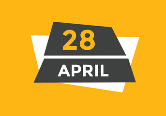 April 28 Calendar icon Design. Calendar Date 28th April. Calendar template 
