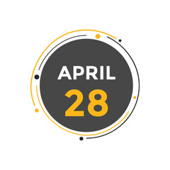 April 28 Calendar icon Design. Calendar Date 28th April. Calendar template 
