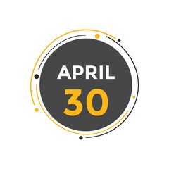 April 30 Calendar icon Design. Calendar Date 30th April. Calendar template 
