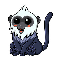 Cute white headed langur cartoon sitting