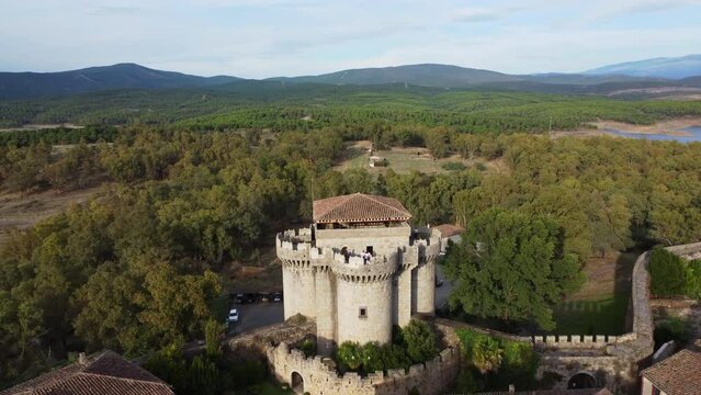 Aerial video of the feudal ghost town of Granadilla. Extremadura, Spain.