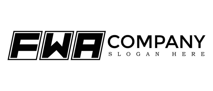 FWA three Letter Rounded rectangle boxes shape element symbol digital initial technology Media business logo design, Vector Template