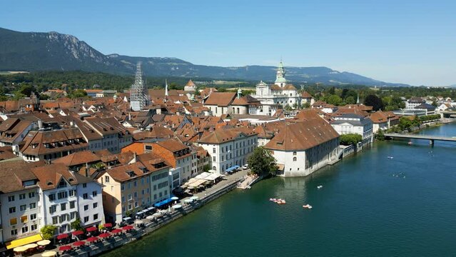 City of Solothurn in Switzerland from above - aerial view - travel photography