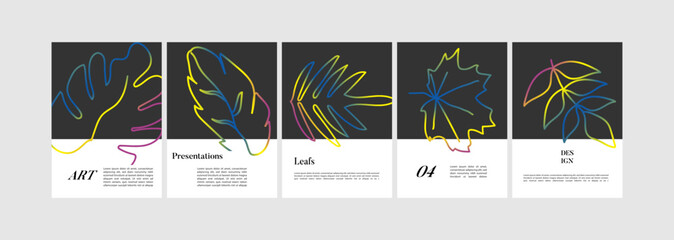 colorfull leaf background for presentation, cover or banner template, editable vectors