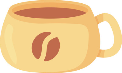 Cup or mug of coffee. Ceramic cute mug with coffe bean print.