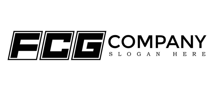 FCG three Letter Rounded rectangle boxes shape element symbol digital initial technology Media business logo design, Vector Template