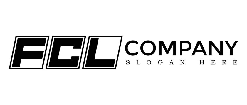 FCL three Letter Rounded rectangle boxes shape element symbol digital initial technology Media business logo design, Vector Template