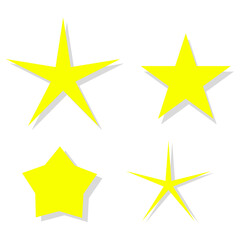 Obraz premium Yellow stars in cartoon style. Yellow star. Vector illustration. Stock image. 