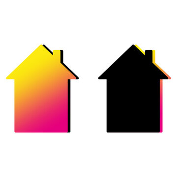 house colored icon. Vector illustration. Stock image. 