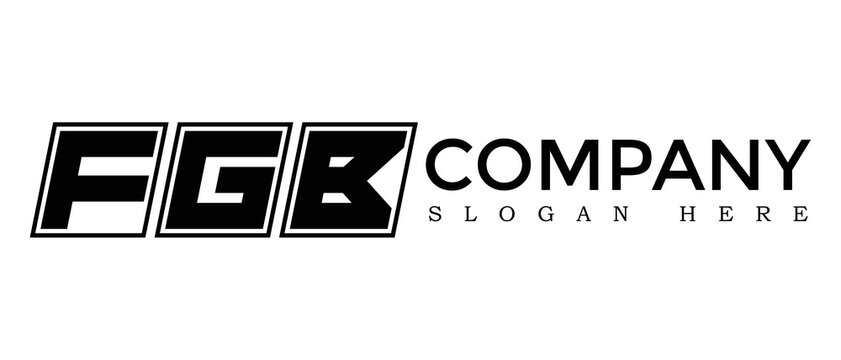 FGB three Letter Rounded rectangle boxes shape element symbol digital initial technology Media business logo design, Vector Template