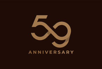 Abstract Number 59 Logo, Number 59 with infinity icon combination, can be used for birthday and business logo templates, flat design logo, vector illustration