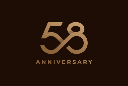 Abstract Number 58 Logo, Number 58 with infinity icon combination, can be used for birthday and business logo templates, flat design logo, vector illustration
