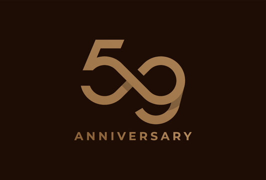 Abstract Number 59 Logo, Number 59 with infinity icon combination, can be used for birthday and business logo templates, flat design logo, vector illustration