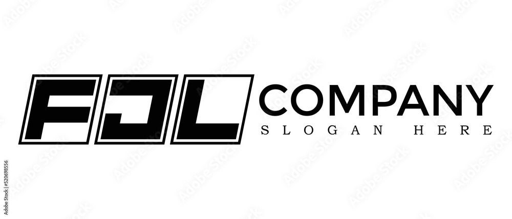 Fototapete fjl three letter rounded rectangle boxes shape element symbol digital initial technology media busin