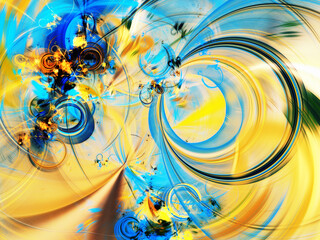 blue and yellow abstract fractal background 3d rendering illustration