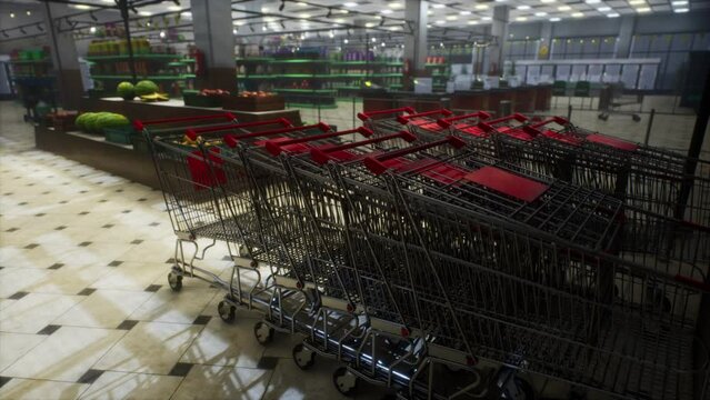 empty closed supermarket due covid-19 coronavirus epidemic