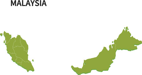 Obraz premium マレーシア/MALAYSIAの地域区分イラスト