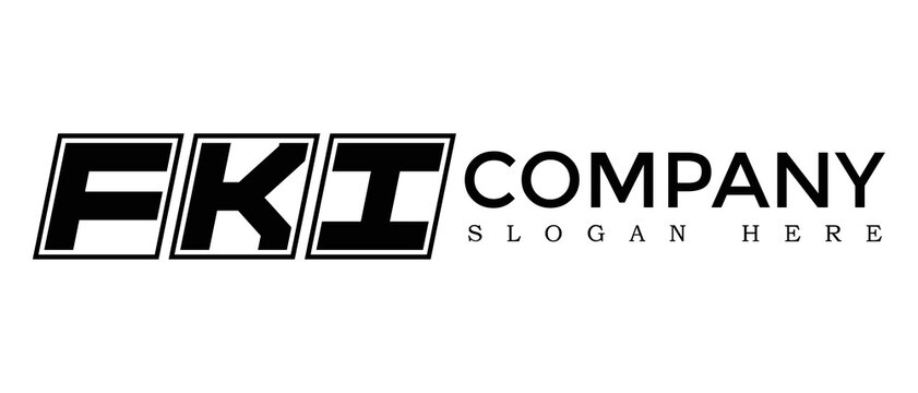 FKI three Letter Rounded rectangle boxes shape element symbol digital initial technology Media business logo design, Vector Template