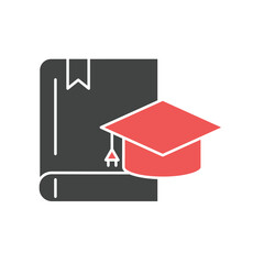 Graduation cap laying on book icons  symbol vector elements for infographic web