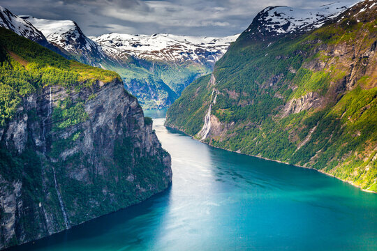 Gierangerfjord and Seven Sisters Waterfalls, Norway, Northern Europe
