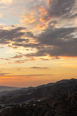 Dramatic sunset over the mountains around Burbank