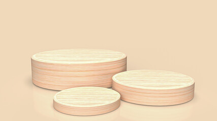 The wood podium for present or promotion concept 3d rendering