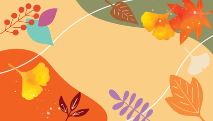 秋の紅葉　色々な葉　背景イラスト