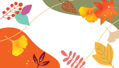 秋の紅葉　色々な葉　背景イラスト