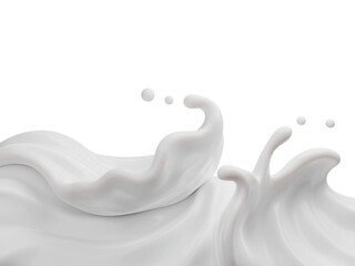 Milk splash with clipping path , 3D Rendering, 3D illustration