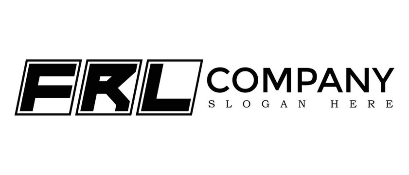 FRL three Letter Rounded rectangle boxes shape element symbol digital initial technology Media business logo design, Vector Template