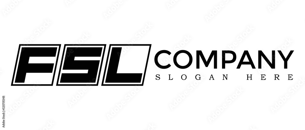 Poster fsl three letter rounded rectangle boxes shape element symbol digital initial technology media busin