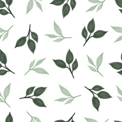 seamless pattern of green leaves for fabric