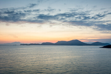 Sunset over the sea at the coast of Angra dos Reis town, State of Rio de Janeiro, Brazil. Photo taken with Nikon D7100, 18-200 lens, at 26mm, 0.6 sec f 11 ISO 100. Date: Dec 28, 2016
