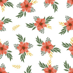 orange floral seamless pattern