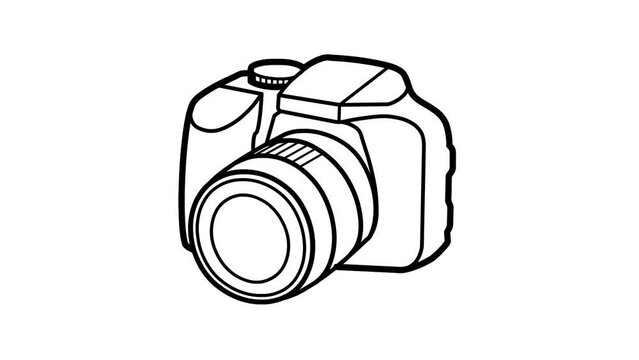 photographic camera Sketch and 2d animated, Dslr camera