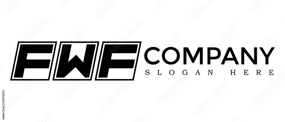 Poster fwf three letter rounded rectangle boxes shape element symbol digital initial technology media busin