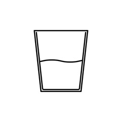 glass or cup line icon. half filled with water. on white background. isolated, simple, lines, silhouettes and clean style. suitable for symbols, signs, icons or logos