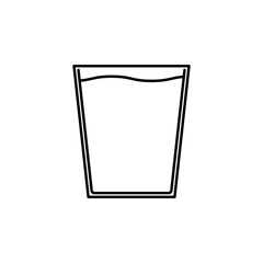 glass or cup line icon. full filled with water. on white background. isolated, simple, lines, silhouettes and clean style. suitable for symbols, signs, icons or logos