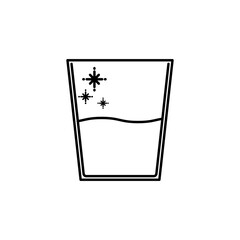 glass or cup line icon with cold water. on white background. isolated, simple, lines, silhouettes and clean style. suitable for symbols, signs, icons or logos