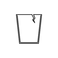 cracked glass or cup line icon. on white background. isolated, simple, lines, silhouettes and clean style. suitable for symbols, signs, icons or logos