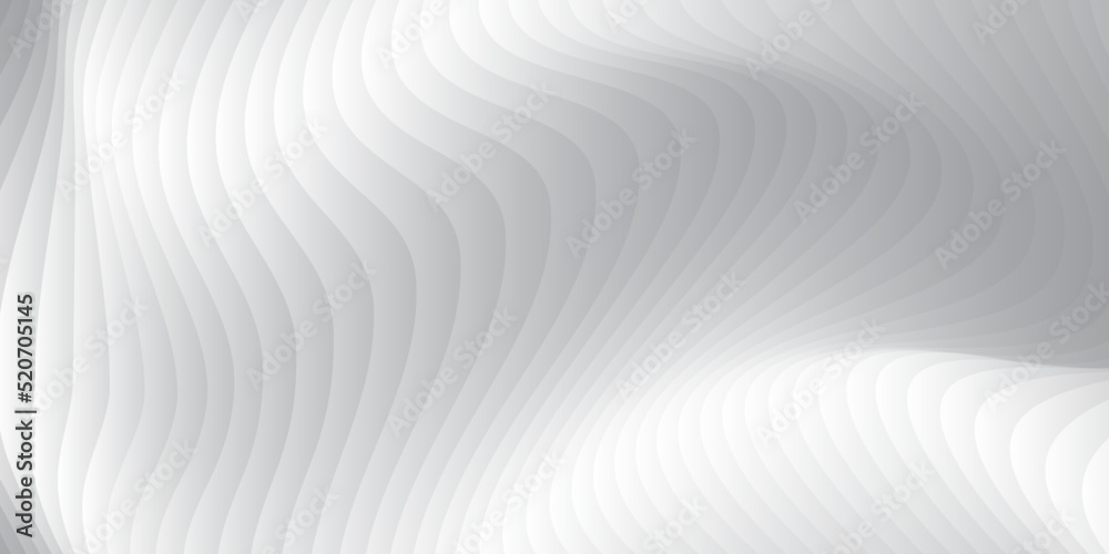 Aufkleber Abstract white and light gray wave  texture with smooth curve sheets overlay for luxury modern background. Vector illustration.