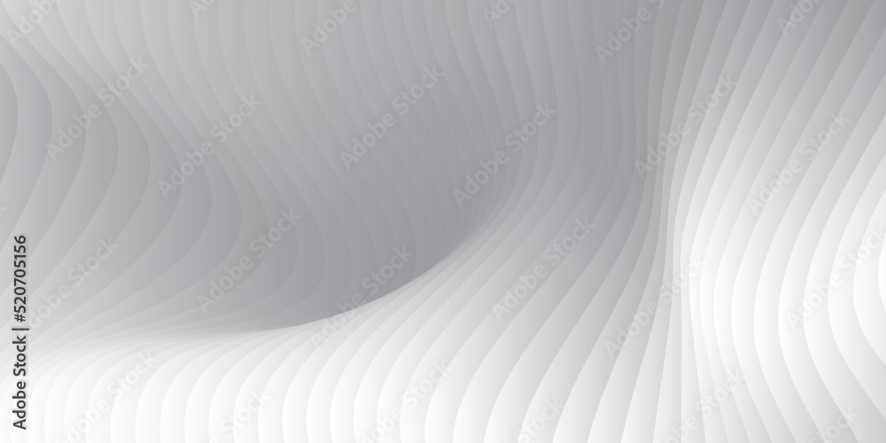 Aufkleber Abstract white and light gray wave  texture with smooth curve sheets overlay for luxury modern background. Vector illustration.