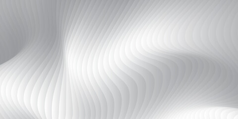 Abstract white and light gray wave  texture with smooth curve sheets overlay for luxury modern background. Vector illustration.